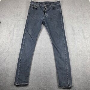 Levi's Skinny Taper Jeans Mens 33x32 Dark‎ Wash Blue Good Distressed Pocket